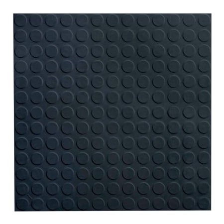 Roppe Raised Circular Design Rubber Tile 19.69in x 19.69in x .125in Black 9961P100